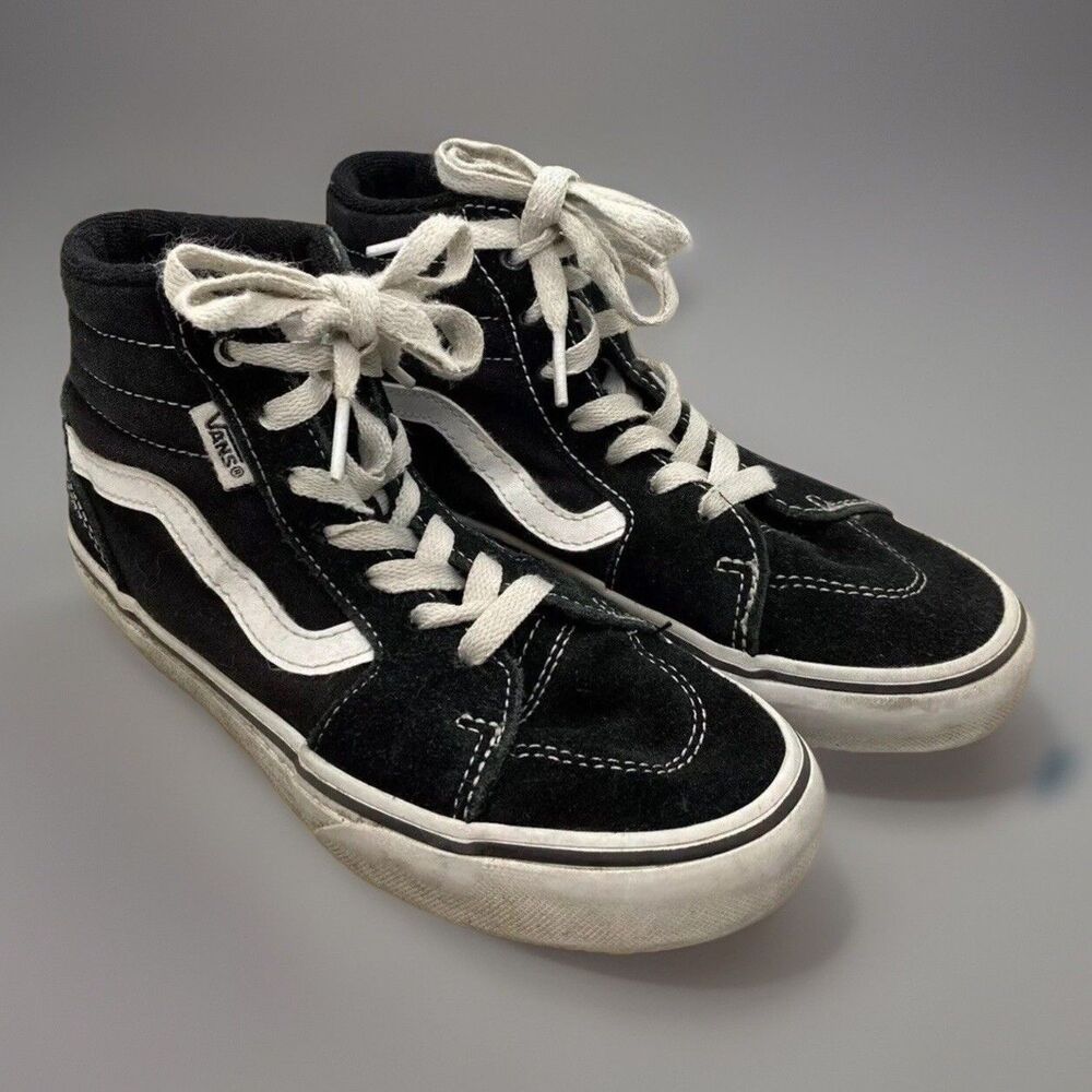 EUC Vans SK8 Hi Top Kids Shoes Black Size 1 Skater Shoe Style 721356